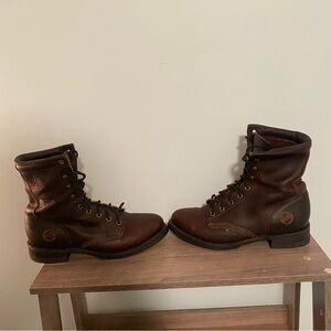 Women’s Sz 6.5 W Double H Lacer Boots Brown Leather Lace Up Ankle Work Western